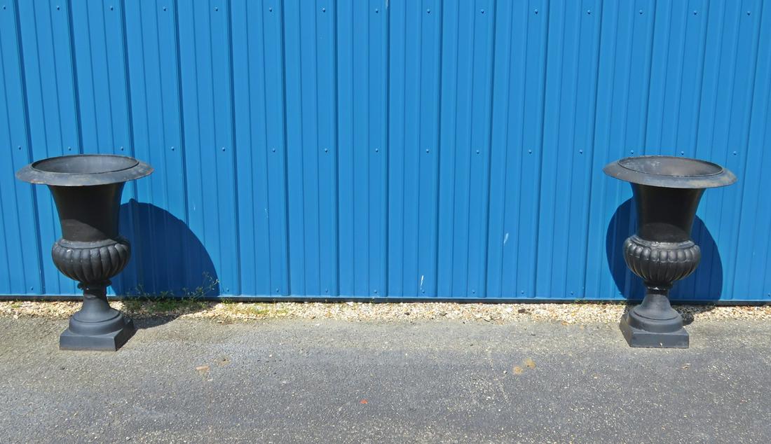 PAIR CAST IRON PLANTERS (1 of 6)