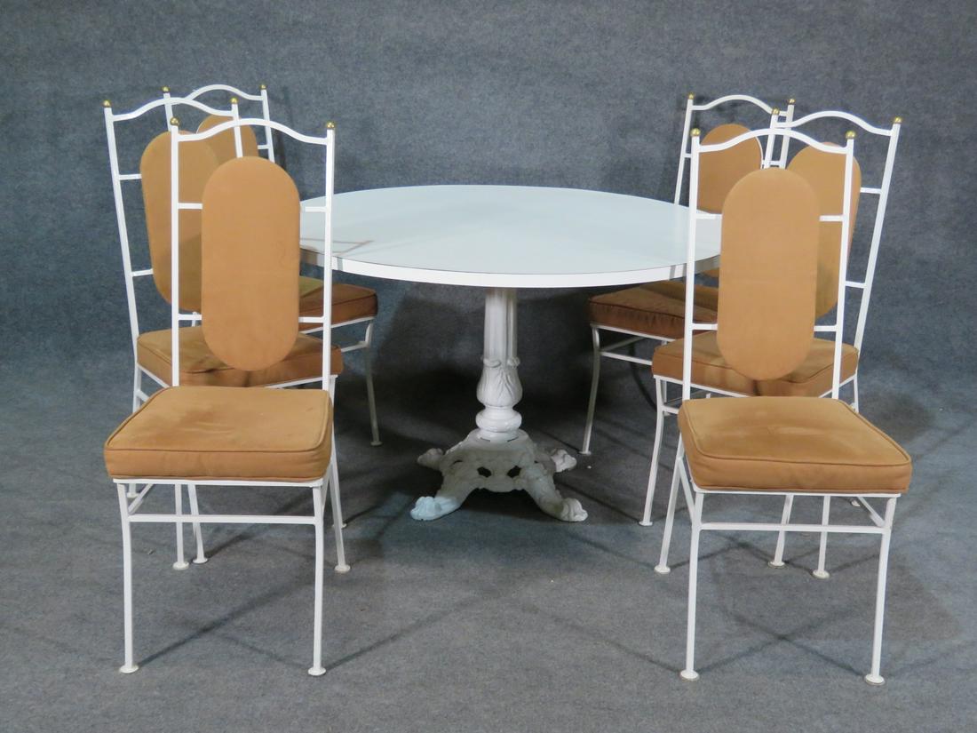 MID CENTURY MODERN IRON TABLE & 6 CHAIRS (1 of 7)