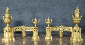 PAIR CHENET/ANDIRONS: Metal. Decorative. 14" h x 15" w x 5" d.