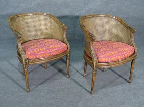 PAIR LOUIS XVI STYLE CANED ARM CHAIRS (1 of 8)