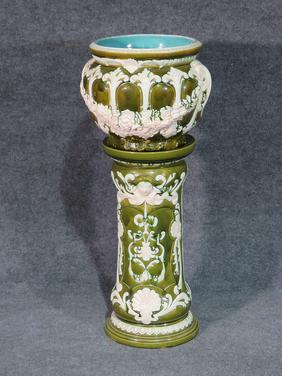 2 PC MAJOLICA STYLE JARDINERE (1 of 7)