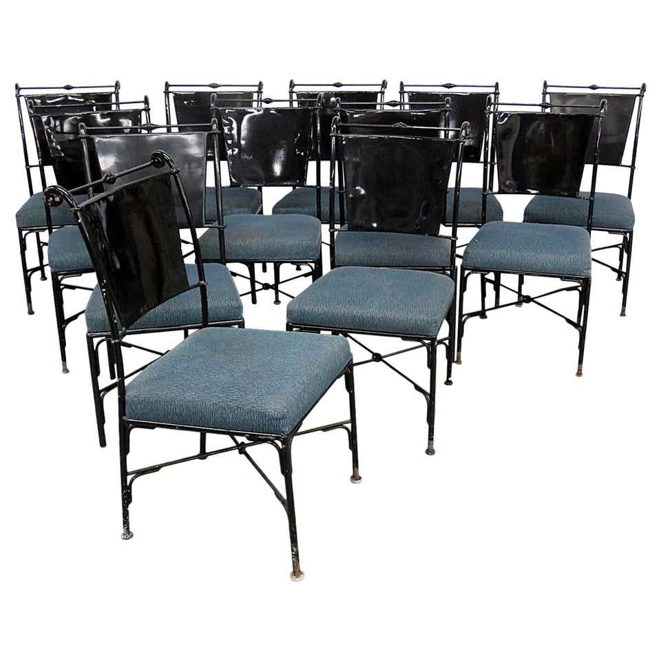 10 FRENCH REGENCY EBONIZED METAL DINING CHAIRS (1 of 14)