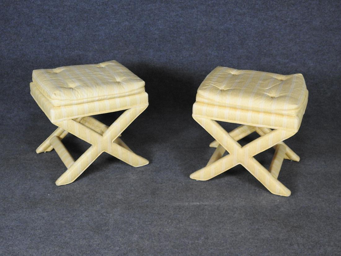 PAIR DOROTHY DRAPER STYLE X BENCHES (1 of 4)