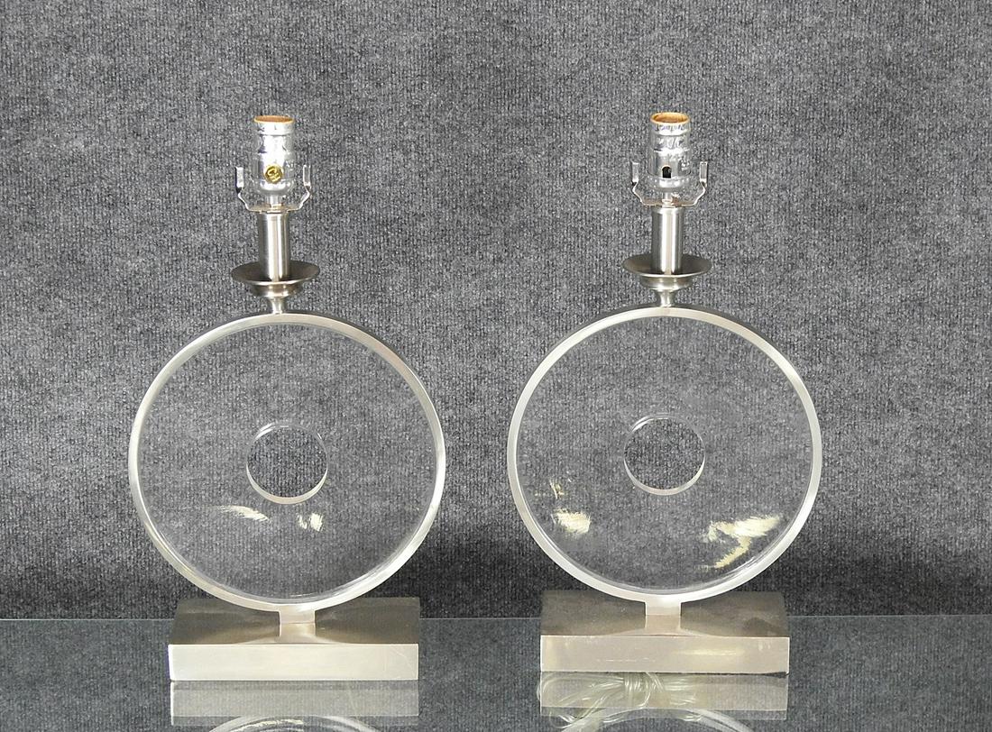 PAIR MODERNIST DISC FORM LAMPS (1 of 3)
