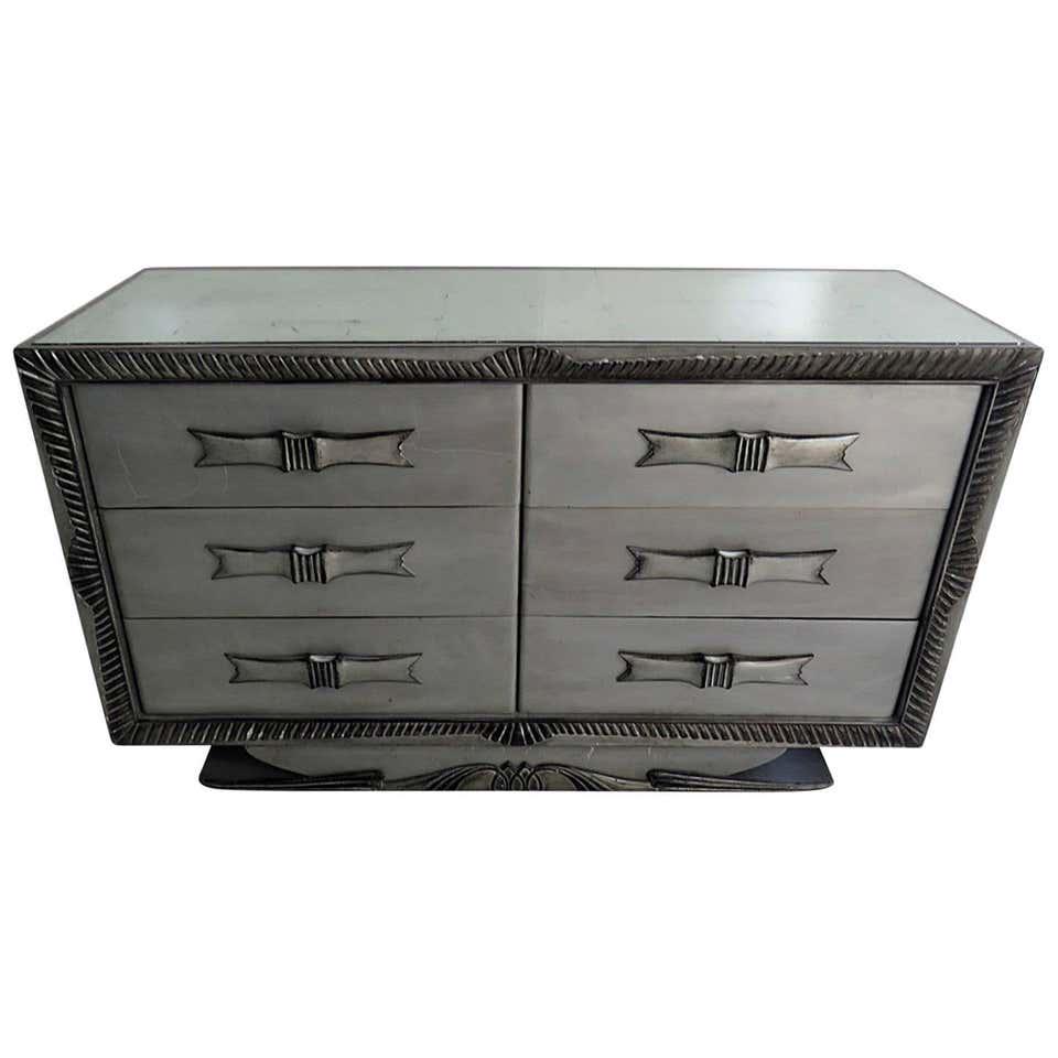 SILVER DISTRESSED MIRRORED DRESSER (1 of 7)
