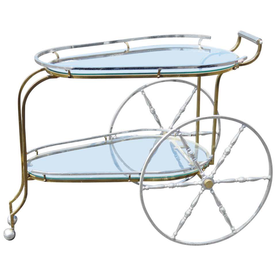 BRASS & CHROME GLASS TOP TEA CART (1 of 4)