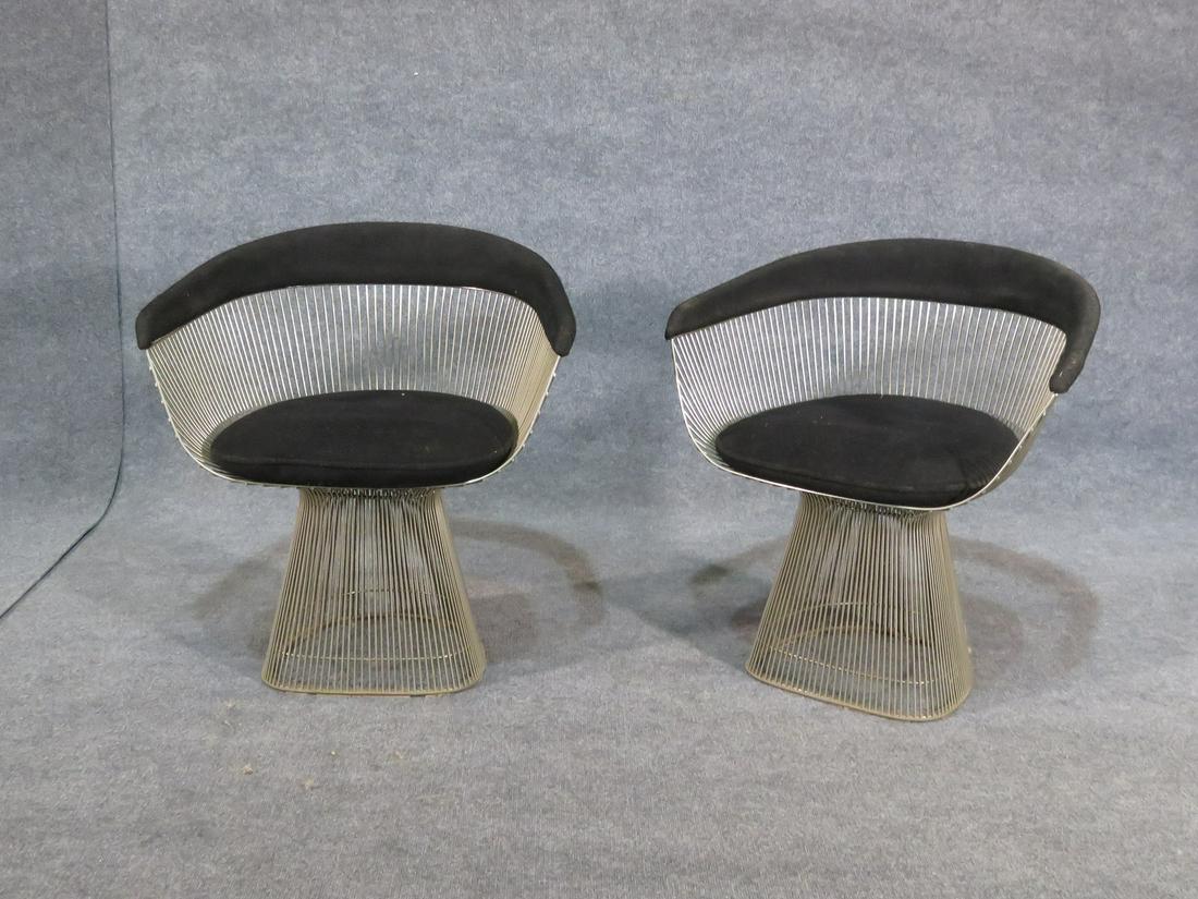 PAIR WARREN PLATNER METAL SLAT CHAIRS (1 of 7)