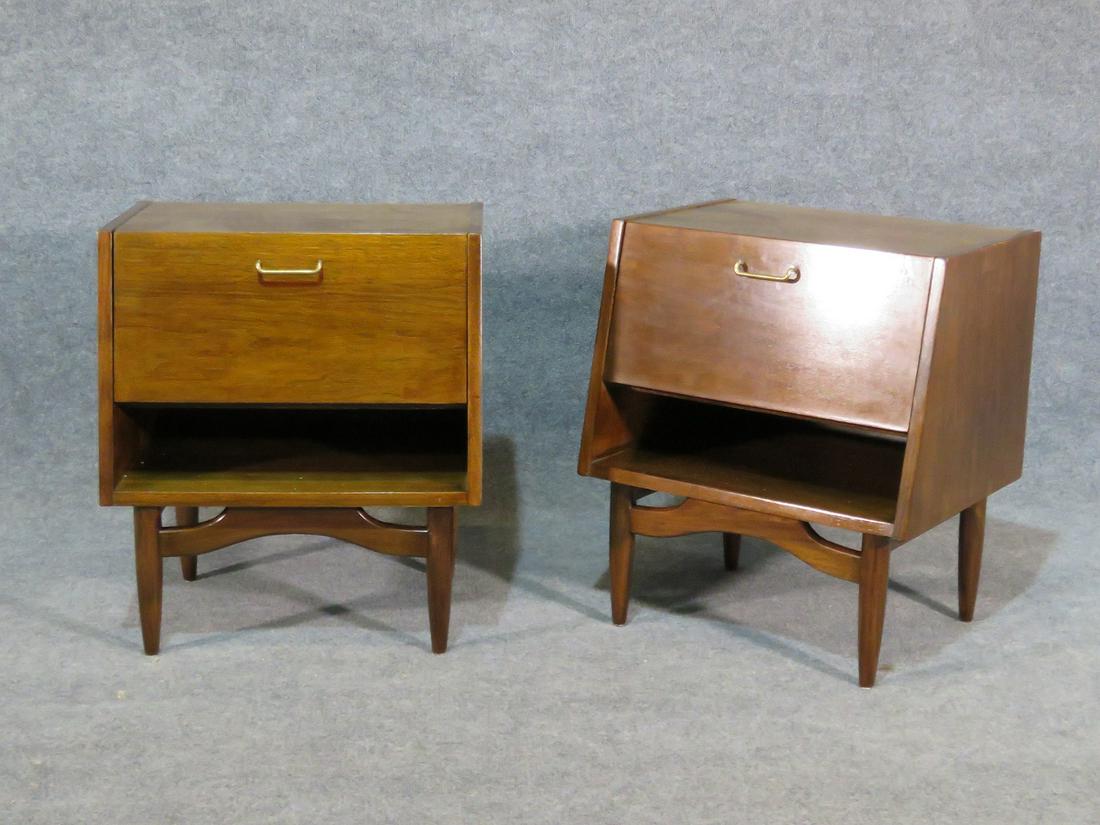 PAIR WALNUT NIGHT STANDS (1 of 8)