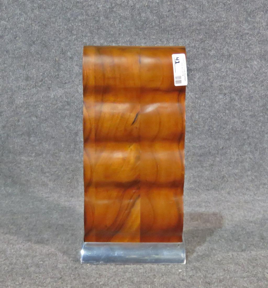 NAMBE MID CENTURY MODERN WINE RACK: Metal base. Wood. 18" h x 8" w x 5" d.