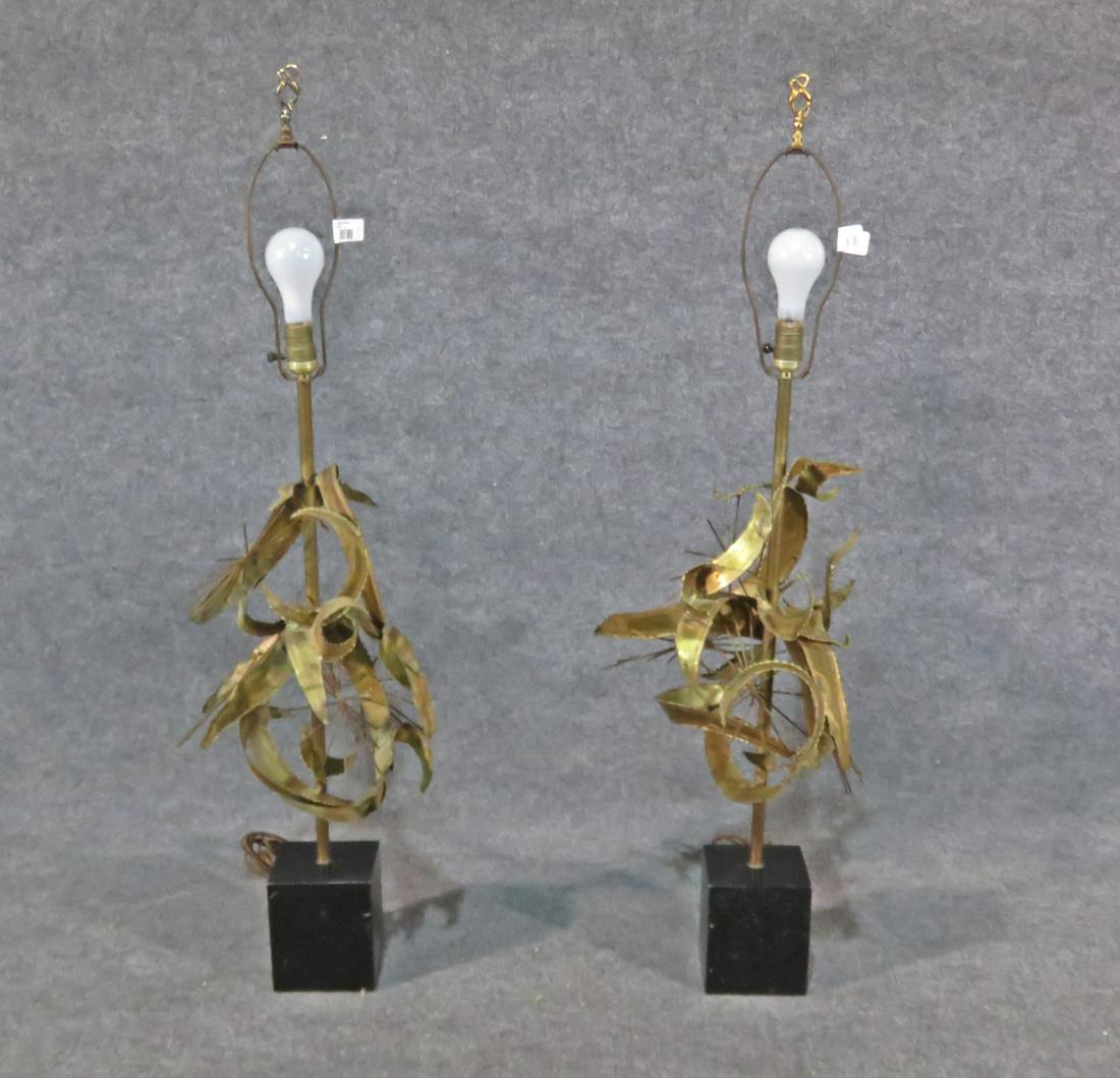 PAIR BRUTALIST STYLE COPPER METAL LAMPS (1 of 6)