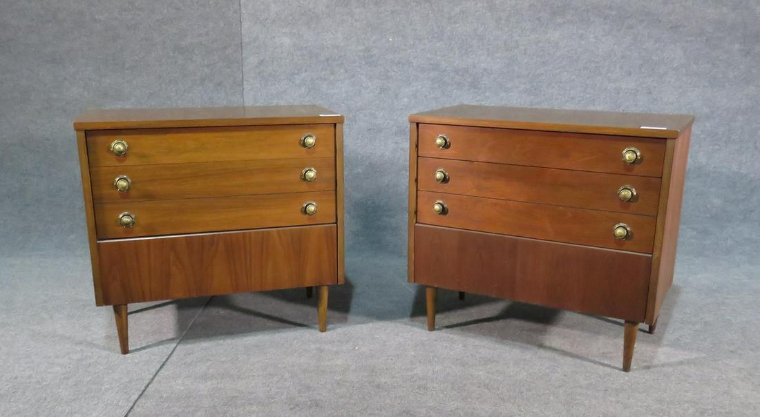 PAIR BASSETT FORMICA TOP BACHELOR CHESTS (1 of 8)