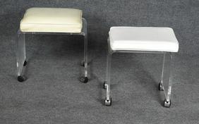 COMPANION PAIR LUCITE ROLLING STOOLS (1 of 1)