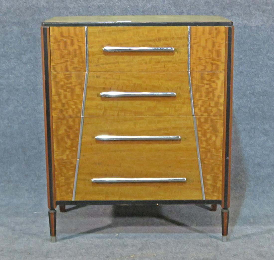 DECO RUHLMAN STYLE BURL & EBONIZED HIGH CHEST (1 of 9)