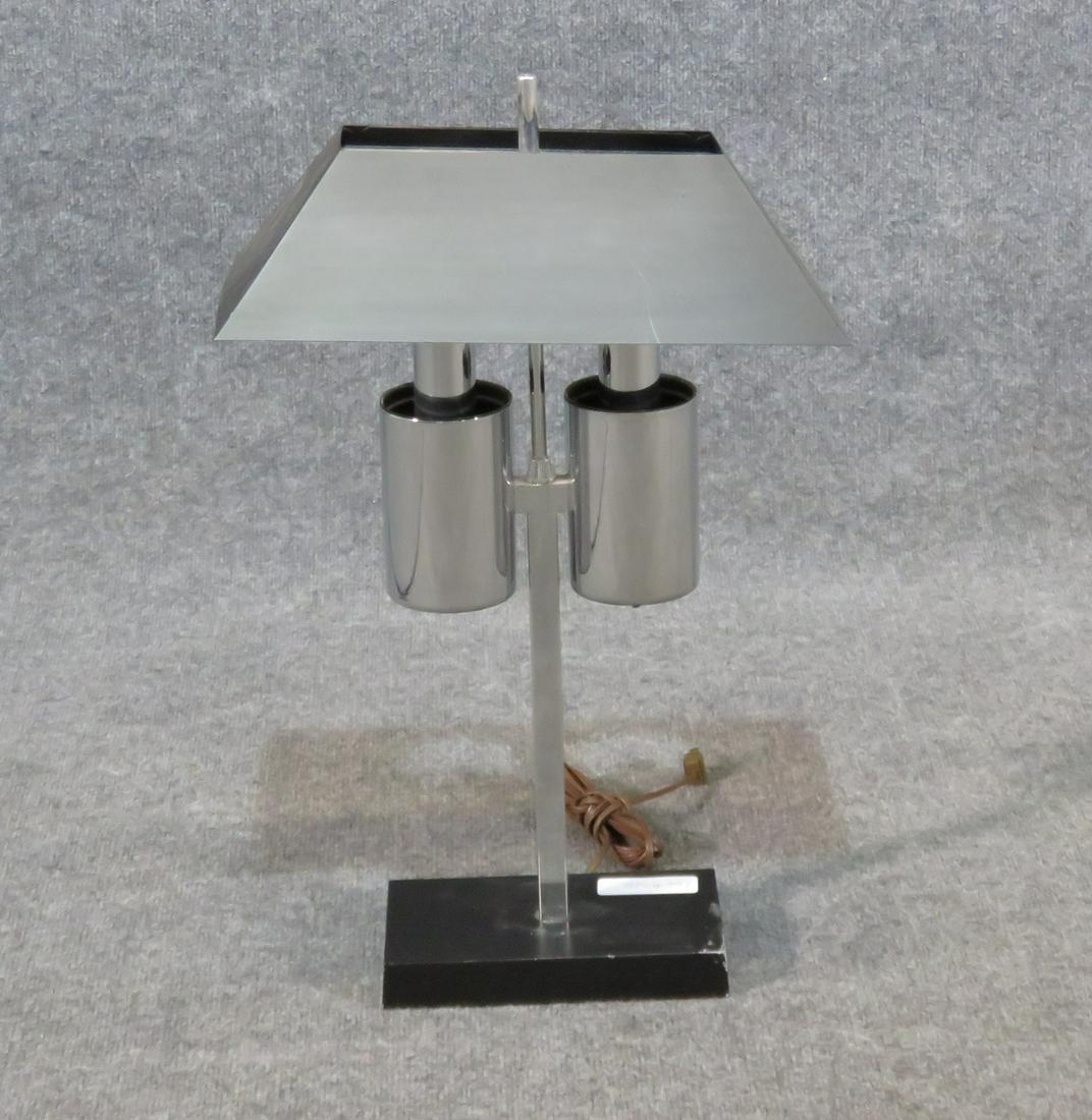 CHROME & PAINTED DESK LAMP W TOLE SHADE (1 of 5)