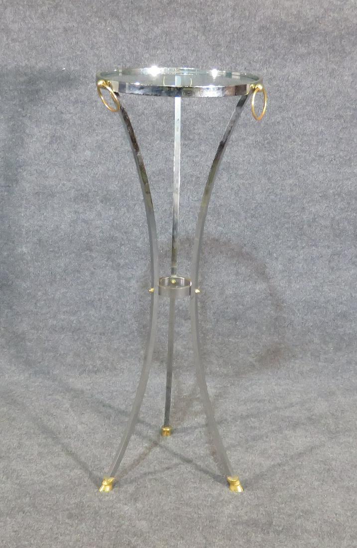 JANSEN STYLE CHROME & GLASS PEDESTAL TABLE (1 of 6)