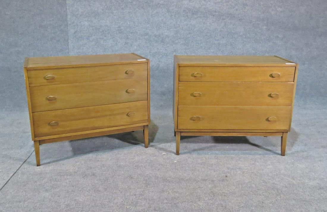 PAIR MID  CENTURY MODERN WALNUT BACHELOR CHESTS (1 of 7)