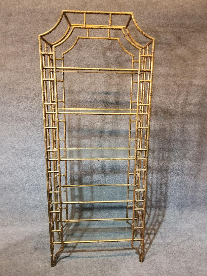 GILT METAL FAUX BAMBOO ETAGERES (1 of 3)