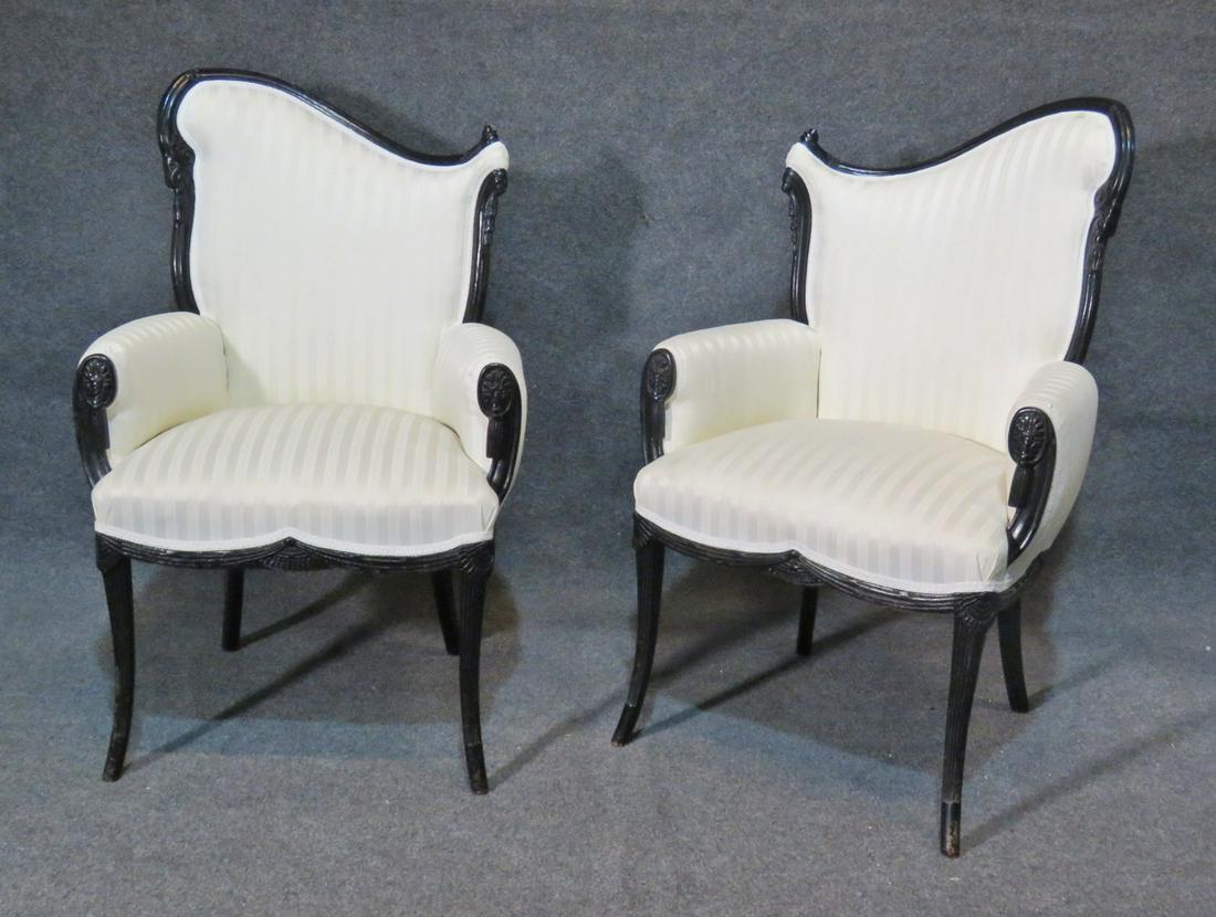 PAIR EBONIZED FIRE SIDE CHAIRS (1 of 9)