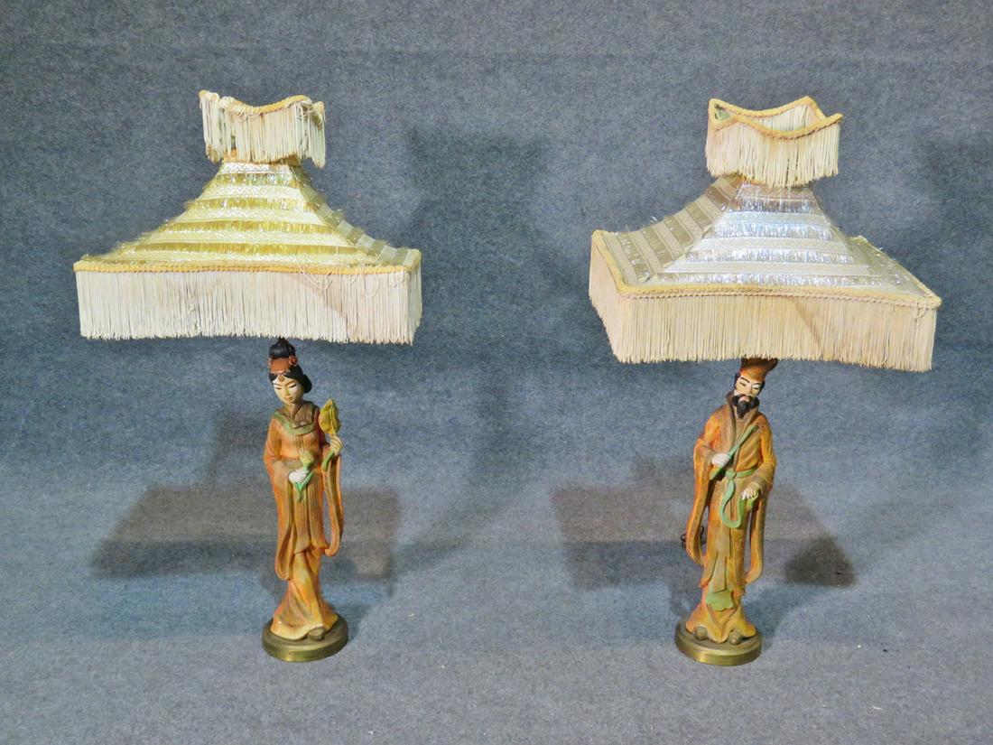 PAIR ASIAN MODERN LAMPS (1 of 8)
