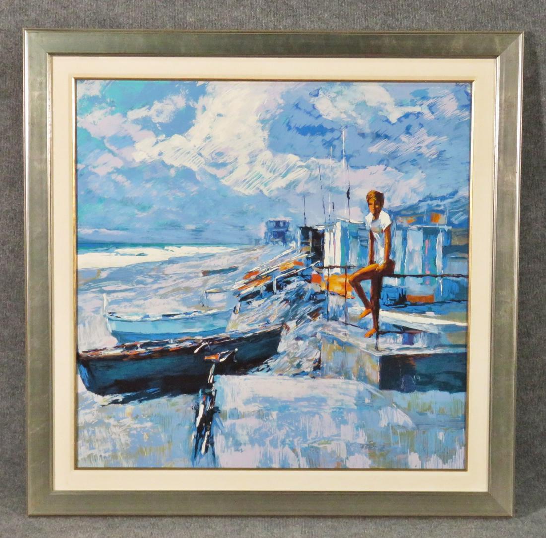 SIGNED PAINTING BOY AND BOAT (1 of 6)