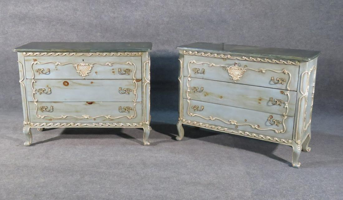 PAIR ANTIQUE FRENCH COMMODES (1 of 10)