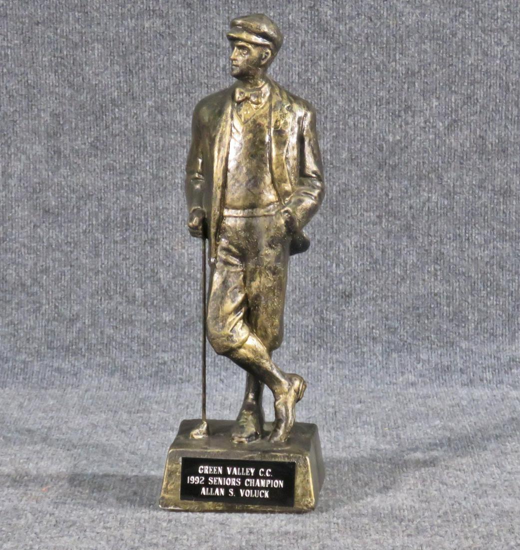 METAL SCULPTURE GOLFER: Green Valley CC 1992 Seniors Campion Allan S. Voluck. 17" h x 5 1/2" w x 4 3/4" d.