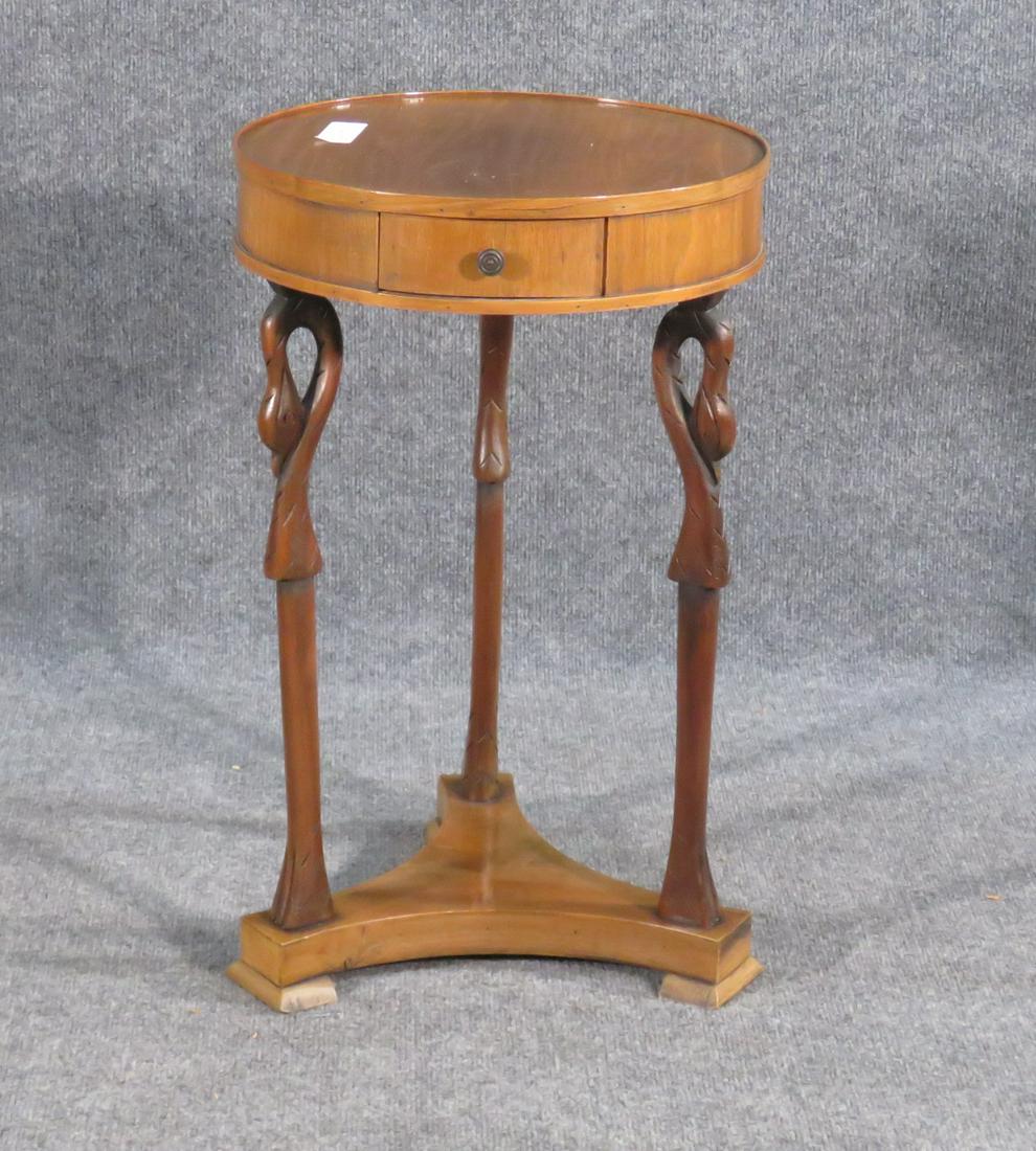 WALNUT SWAN CARVED LAMP TABLE (1 of 5)