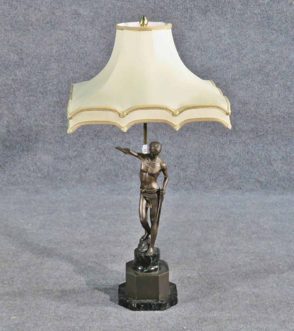 MARBLE &BRONZE FIGURAL SCULPTED LAMP (1 of 7)