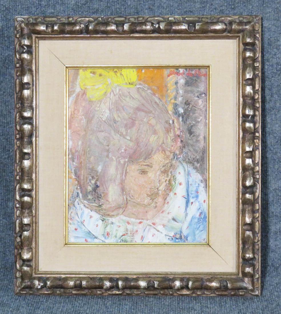 SIGNED GIROD DE LAIN PAINTING GIRL: Signed. Framed measures 17 1/2" h x 15" w x 1 1/2" d.