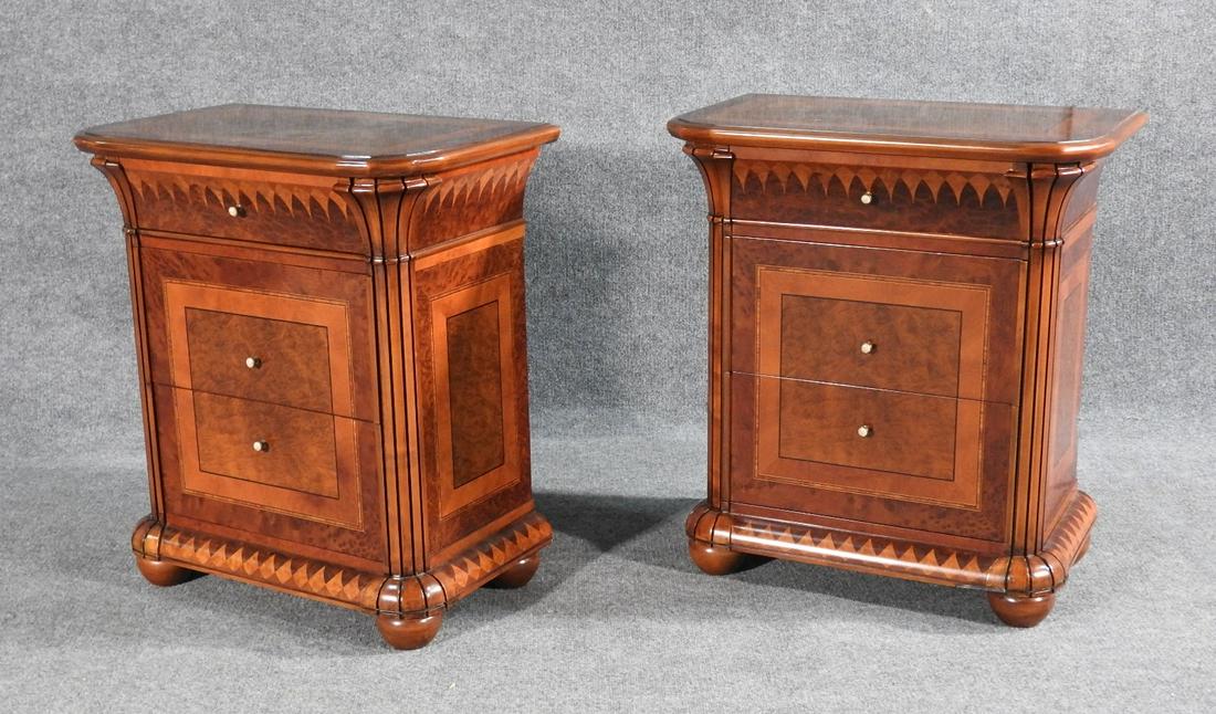 PAIR BURL WALNUT NIGHTSTANDS (1 of 8)