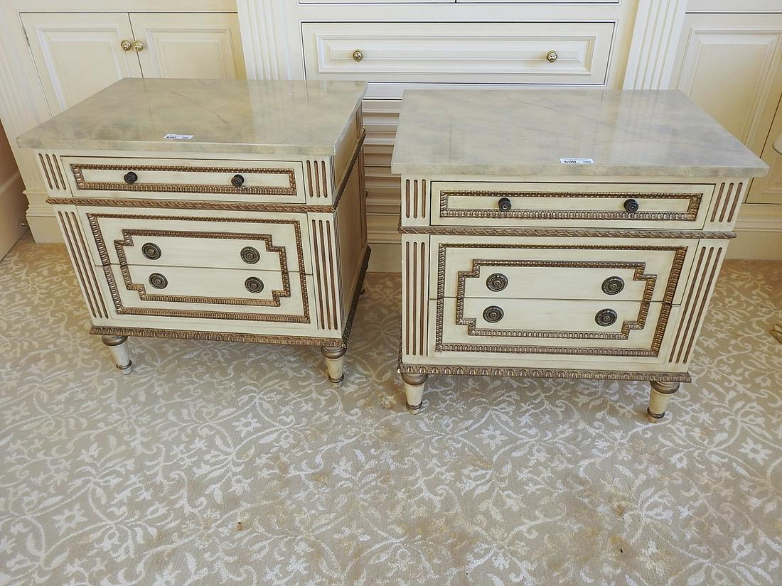 PAIR FAUX MARBLE TOP NIGHT STANDS (1 of 8)