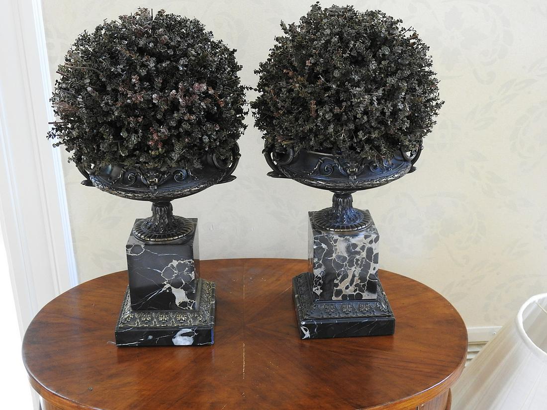 PAIR FRENCH STYLE COMPOTES W FERNERY INSERTS (1 of 3)