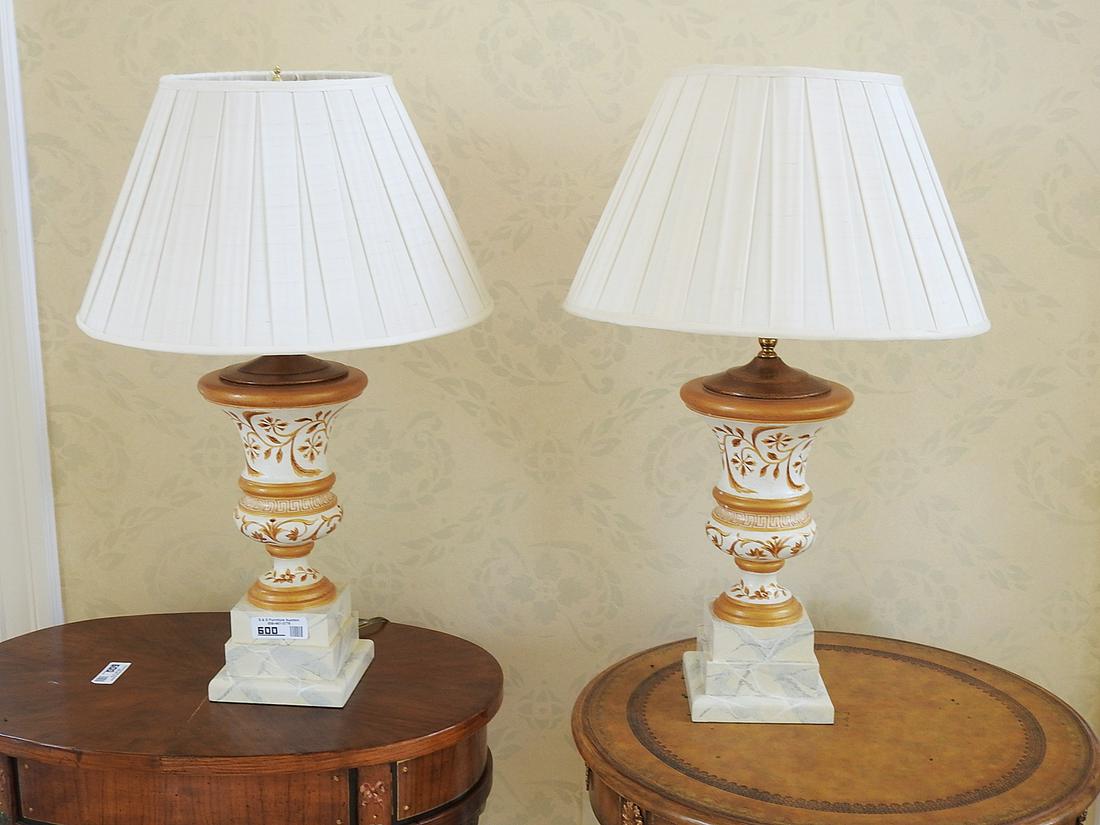 PAIR CONTINENTAL STYLE URN FORM LAMPS (1 of 2)