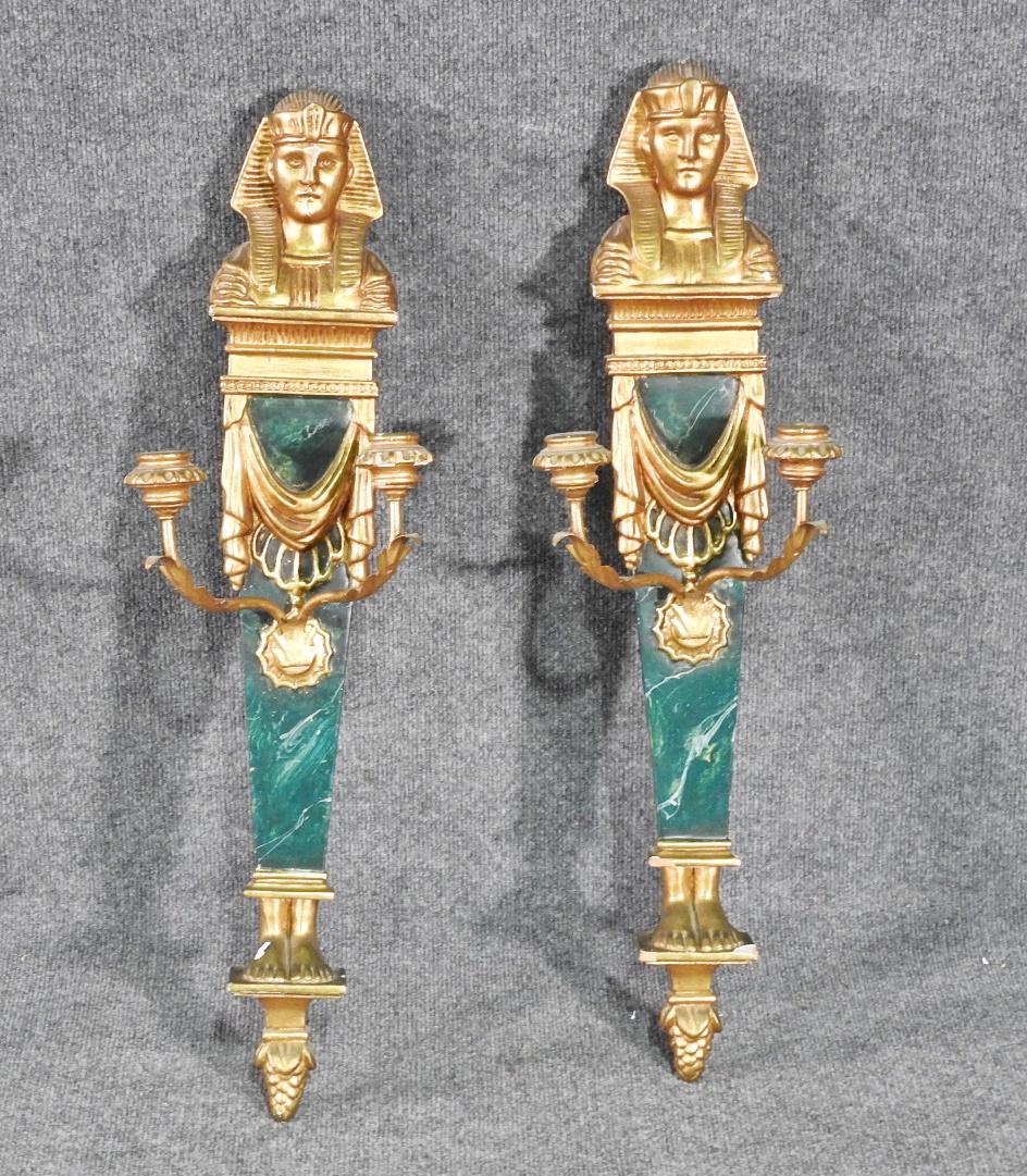 PAIR EGYPTIAN STYLE WALL SCONCES (1 of 4)