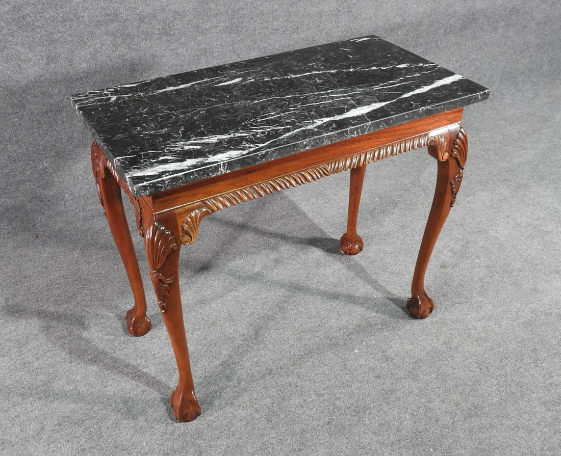 MARBLE TOP & WALNUT HALL TABLE (1 of 4)