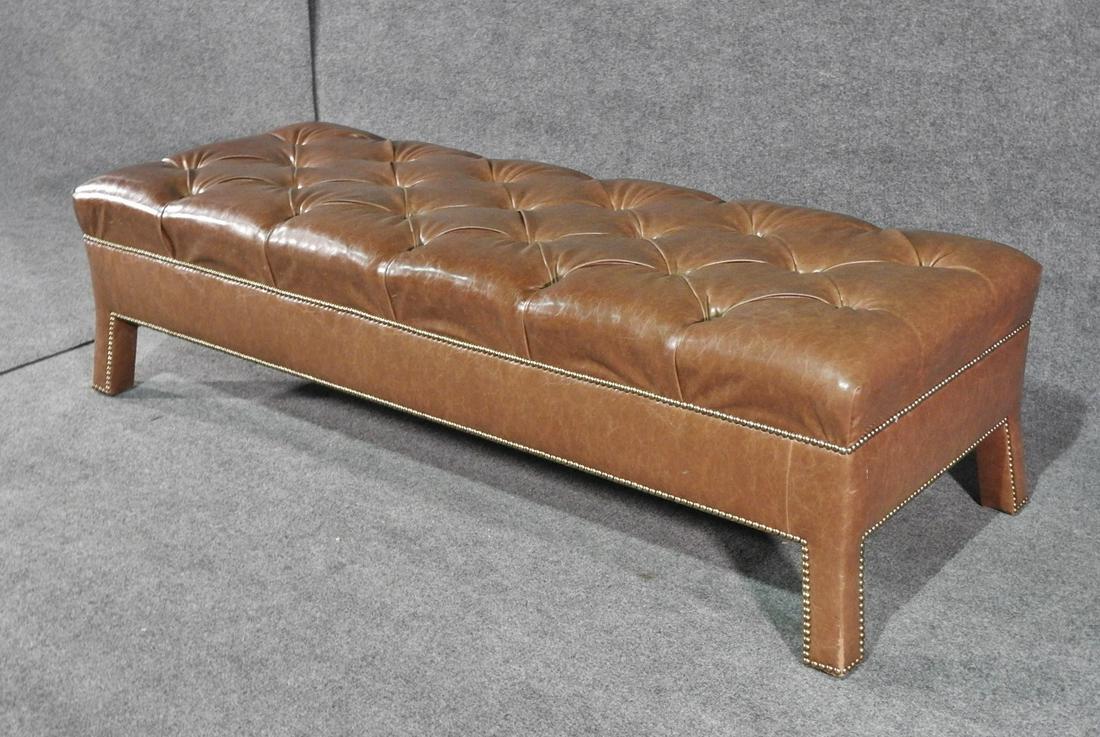 BROWN LEATHER TUFTED BENCH (1 of 6)