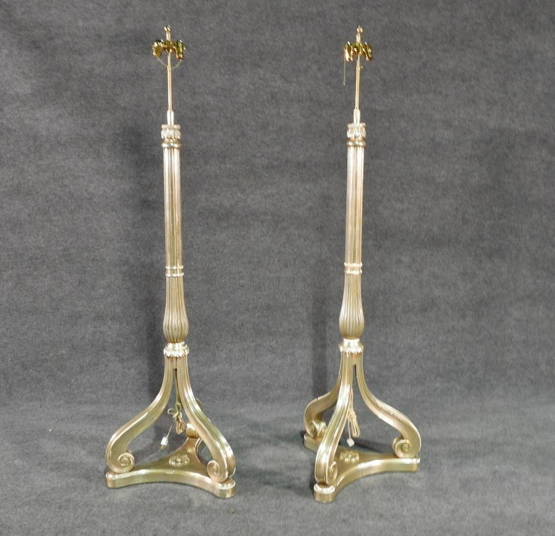 PAIR REGENCY STYLE SILVER LEAF FLOOR LAMPS (1 of 9)