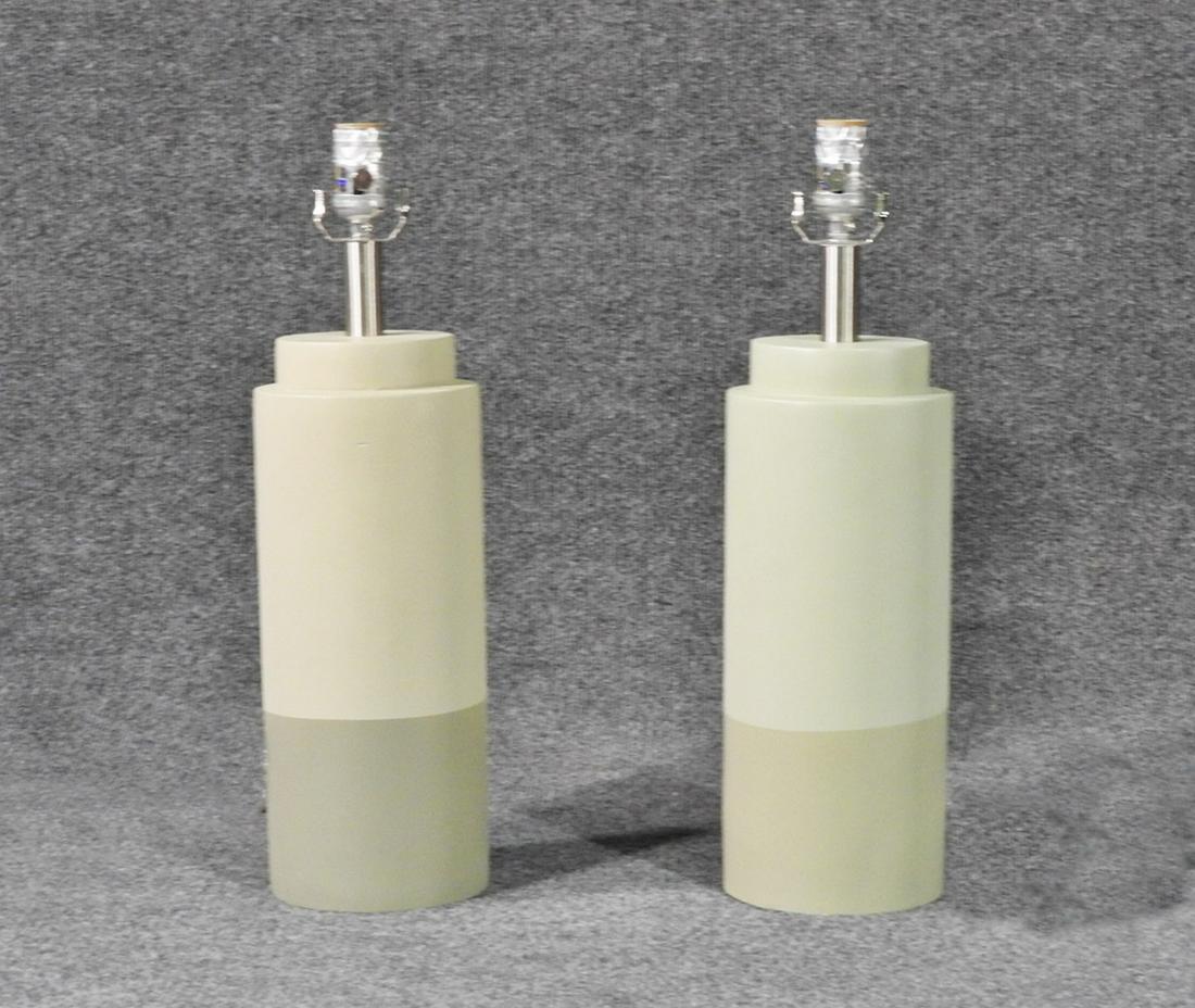 PAIR MID CENTURY MODERN POTTERY LAMPS (1 of 3)