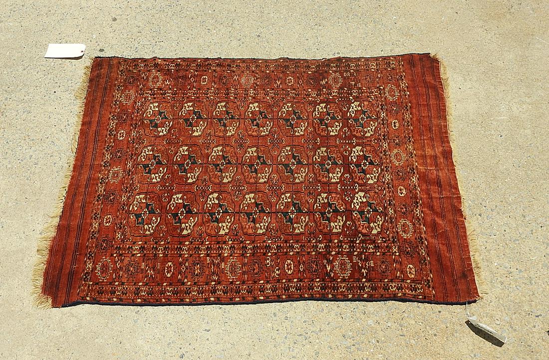 RED & BLUE THROW RUG: 56" x 46".