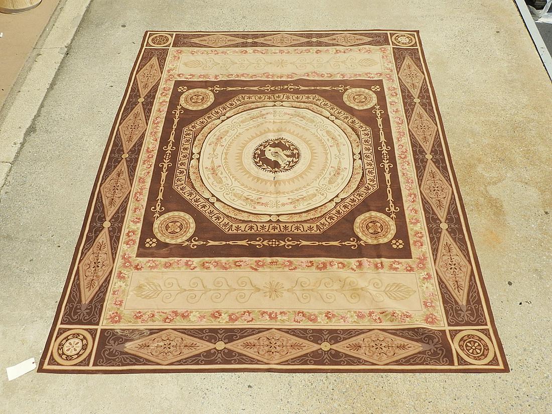 NAPOLEONIC STYLE AUBUSSON RUG: 140 1/4" x 108 1/2".