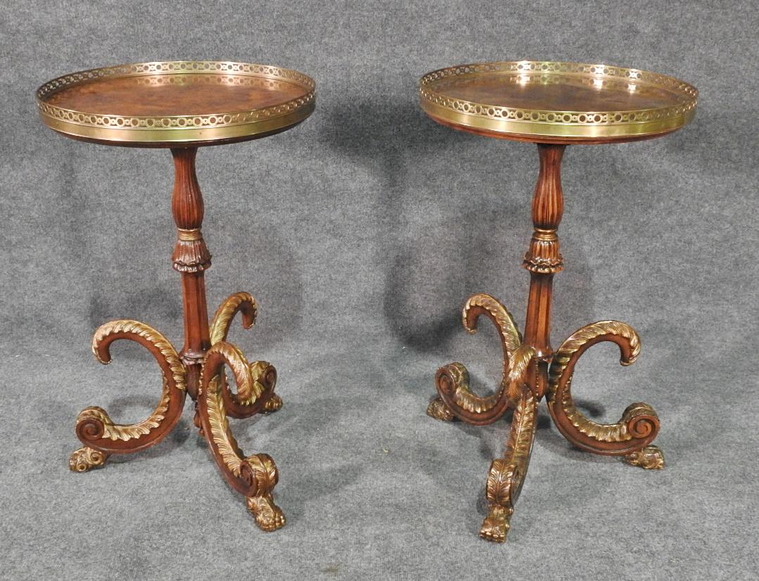 PAIR of ANTHORP BURL WALNUT TABLES (1 of 6)