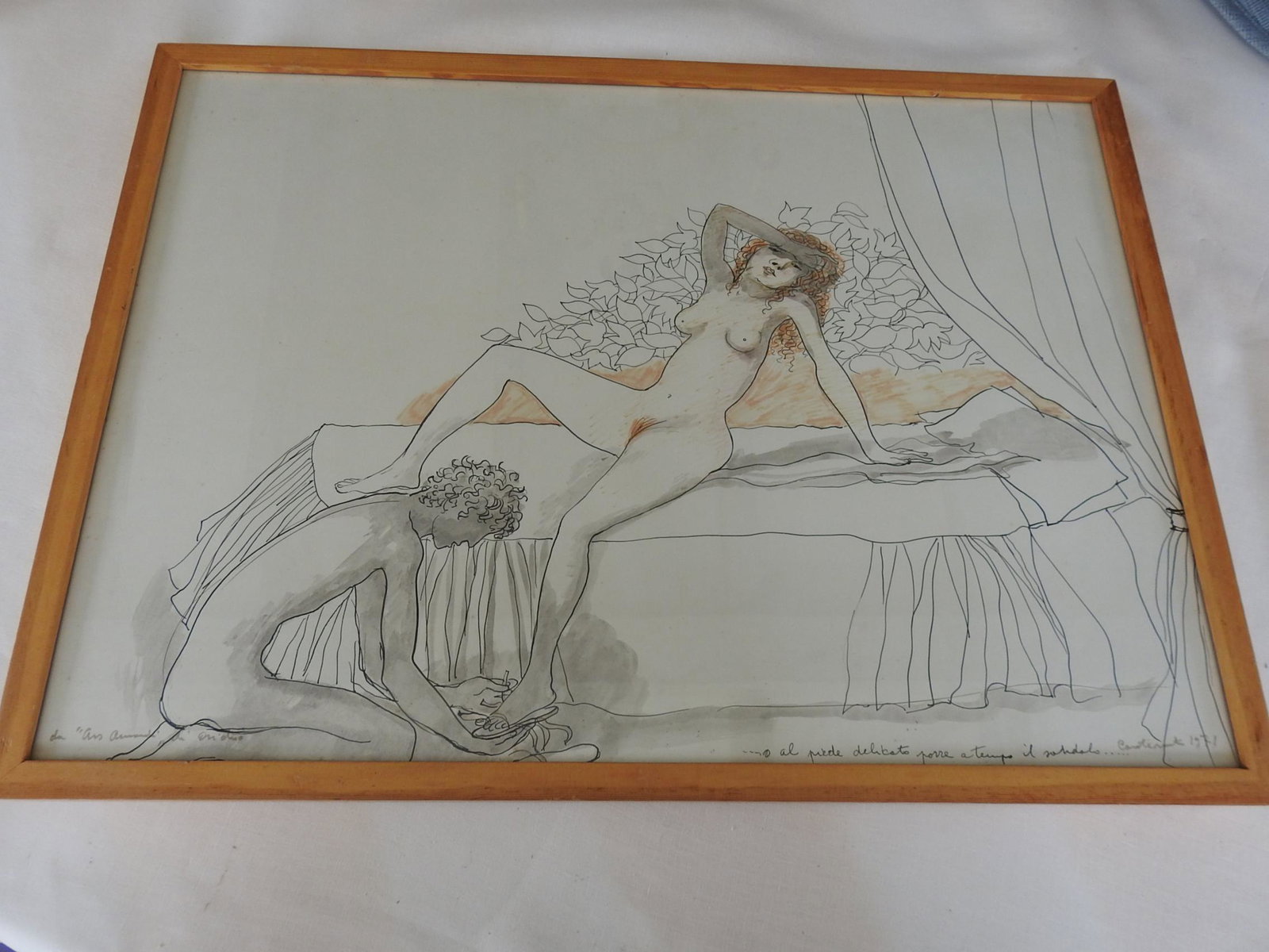 SIGNED ARTWORK RECLINING NUDE: Signed lower right.