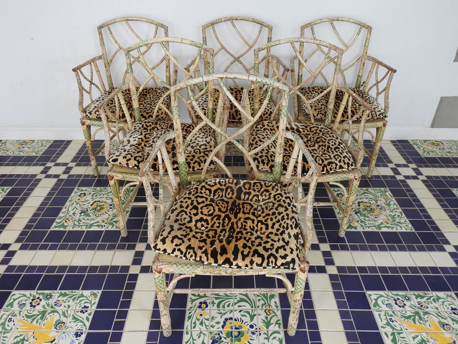 6 ANTIQUE FAUX BAMBOO DECORATED CHAIRS (1 of 11)