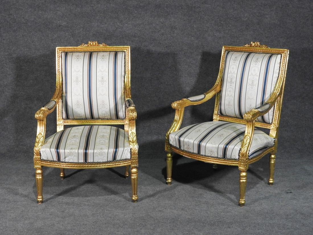 PAIR LOUIS XVI STYLE FAUTEUILS (1 of 7)