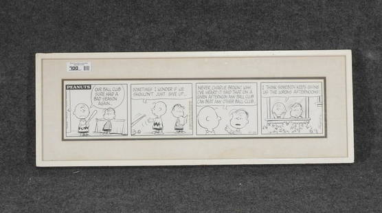 CHARLIE BROWN COMIC STRIP: Framed. 12" h x 33 1/2" w.