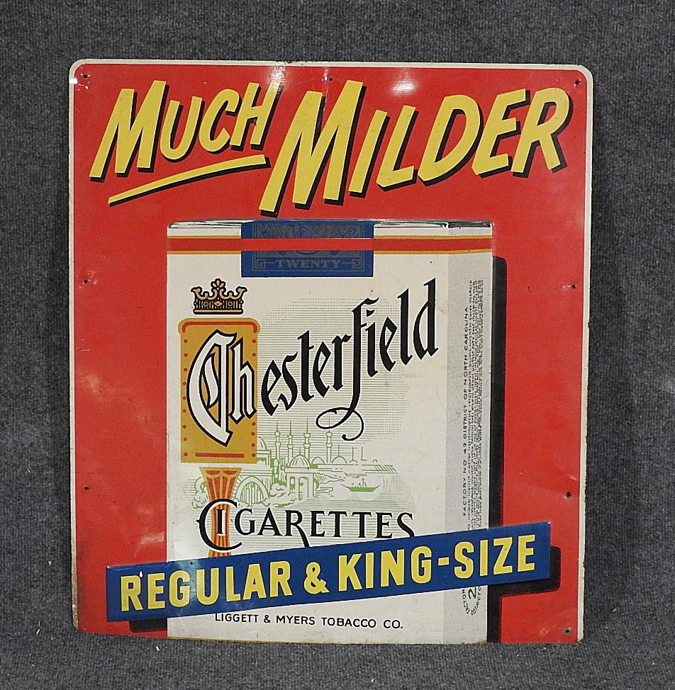 CHESTERFIELD ADVERTISEMENT: Metal. 26 1/4" h x 23 1/2" w.