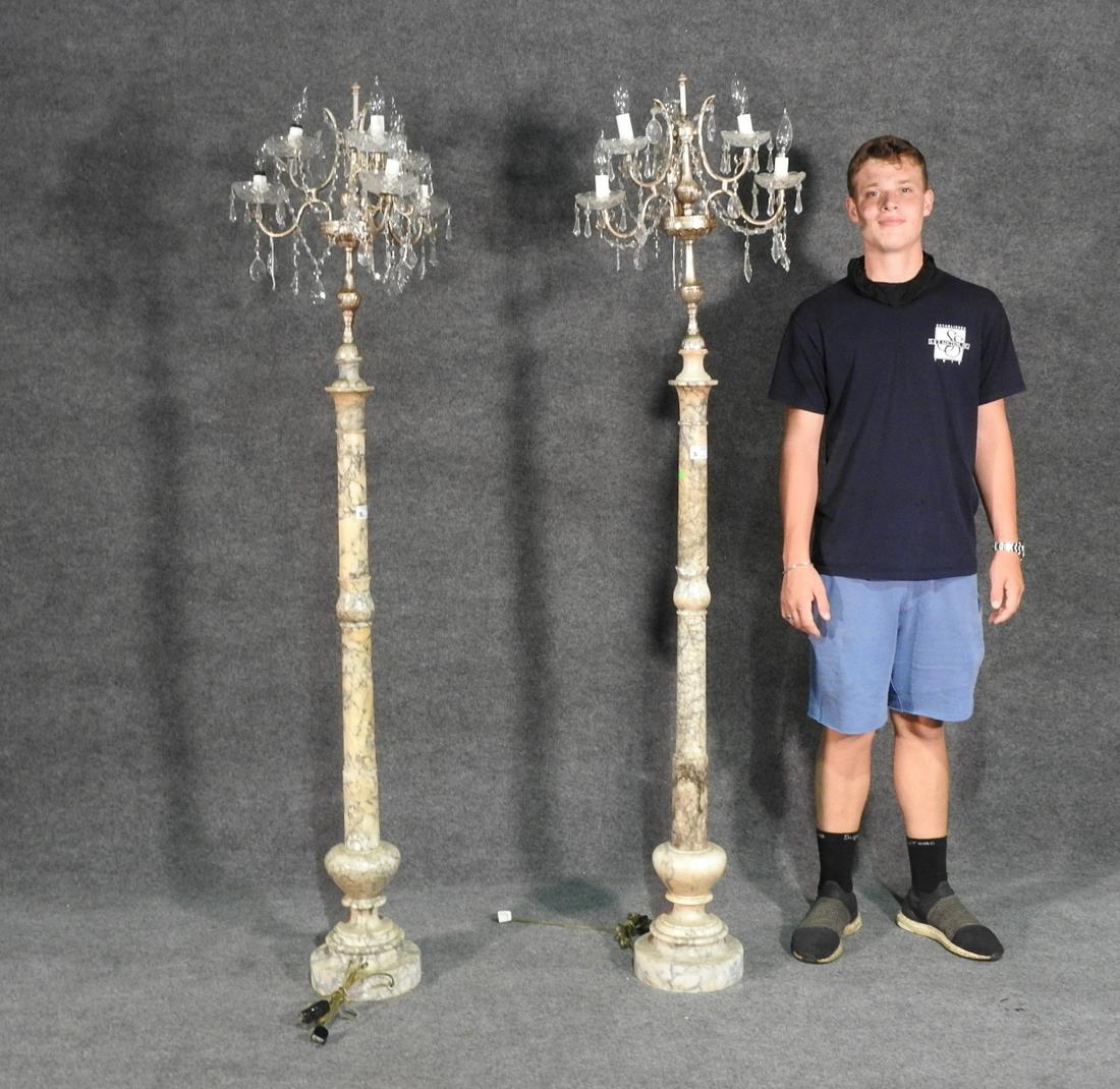 PAIR MARBLE LOUIS XV STYLE TORCHIERES (1 of 9)