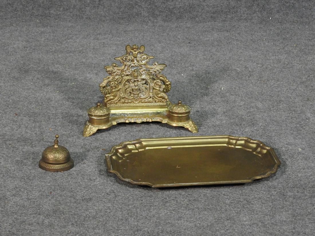 3 PIECE BRASS DESK SET (1 of 11)