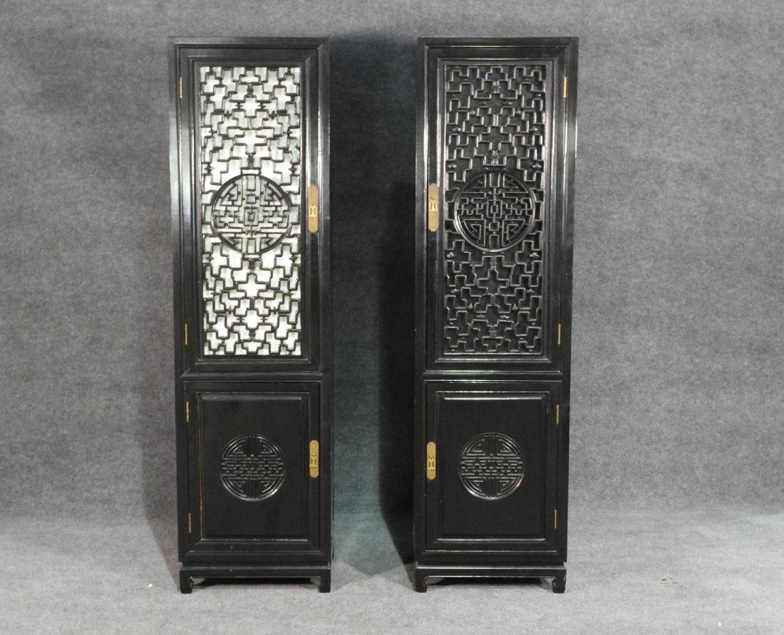 PAIR OF ORIENTAL DISPLAY CABINETS (1 of 7)