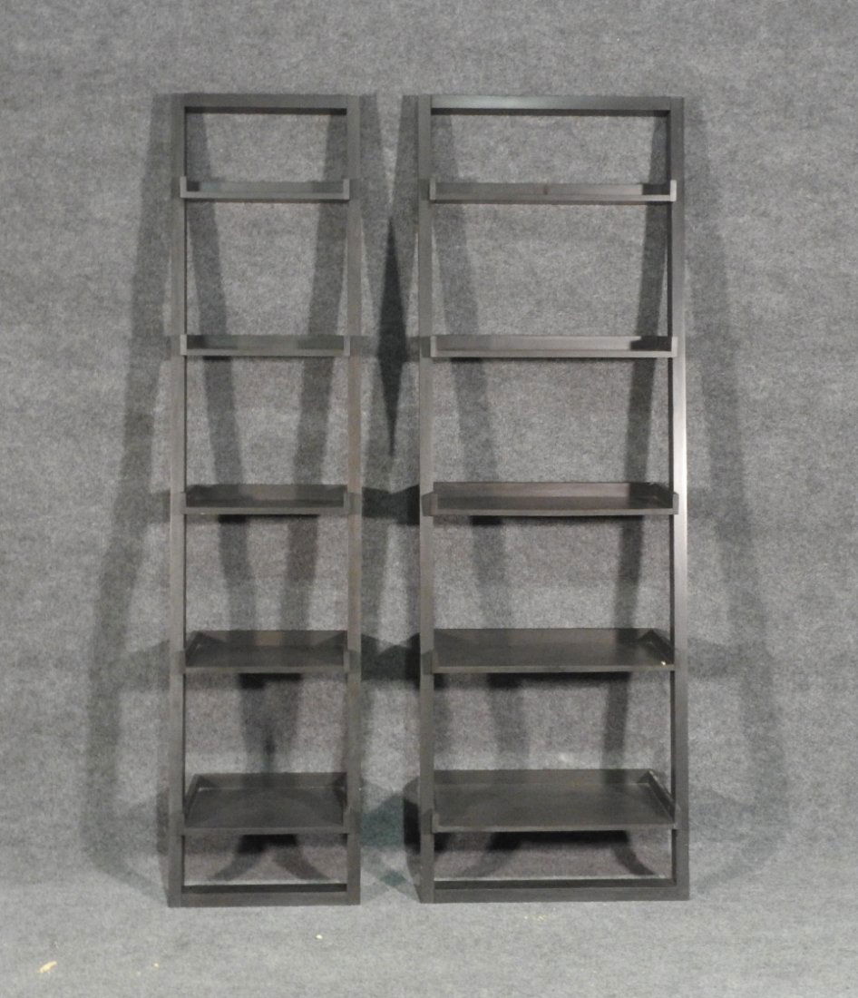 COMPANION PAIR EBONIZED WALL MOUNTED ETAGERES (1 of 5)